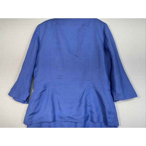 Yves Cossette Depeche Mode Womens Linen Blend Jacket & Dress Size 14 Blue - Picture 8 of 14